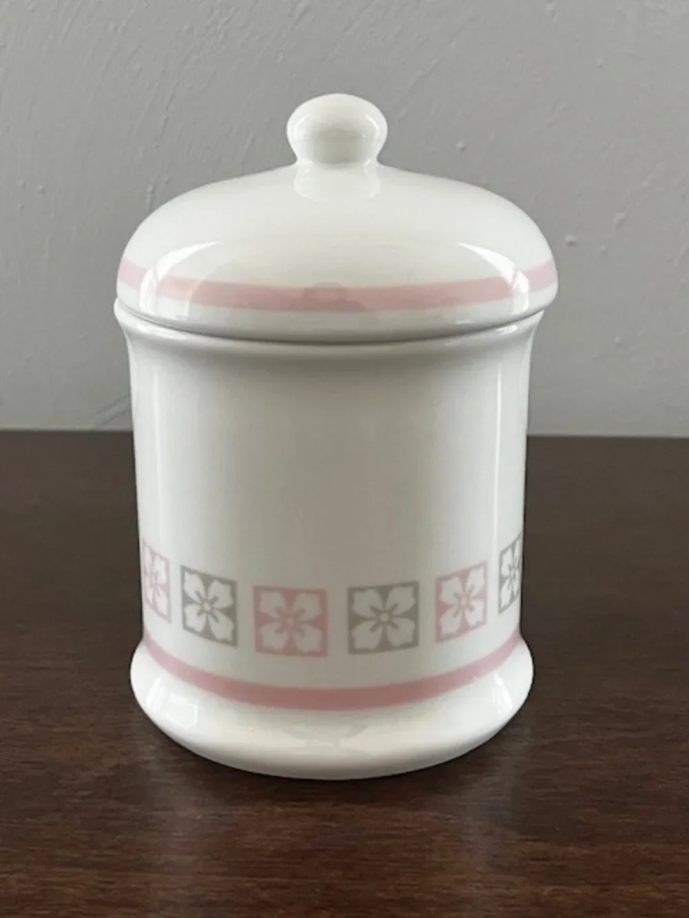 Ceramic Storage Container Pink Gray White